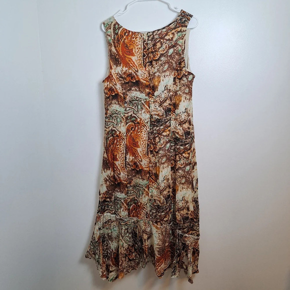 Reba Cream Orange Fairygrunge Whimsygoth Rhinestone Boho Midi Dress Size 14 - Picture 2 of 7